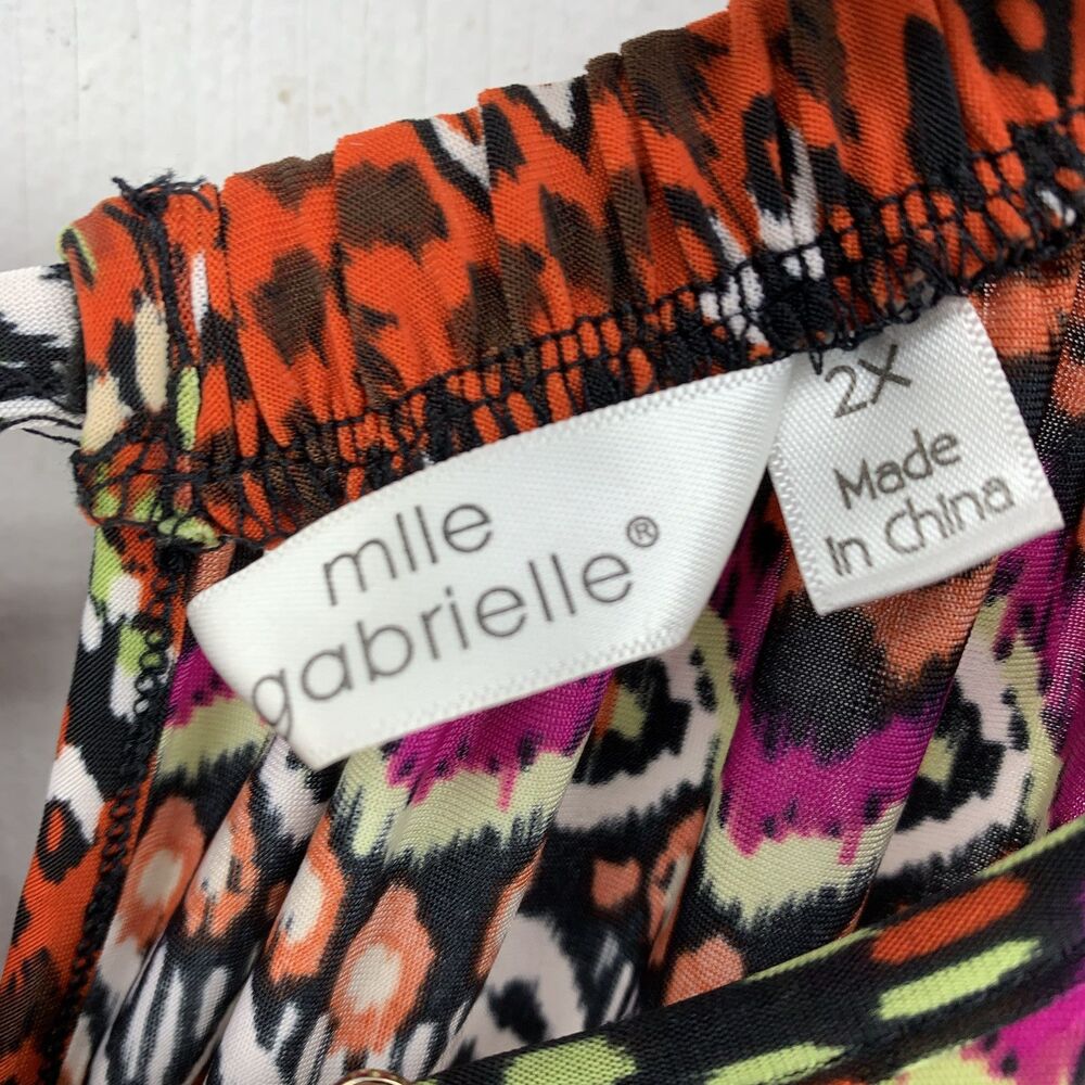 Mlle Gabrielle Womens 2X Jumpsuit Artsy Multicolor Funky Unique Boho Wide Leg - Picture 4 of 8